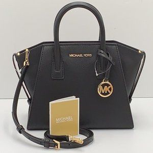 Michael Kors Avril Small Leather Top-Zip Satchel Black color